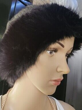 Black Faux Fur Hat Cap - Women's Winter Ear Warmer